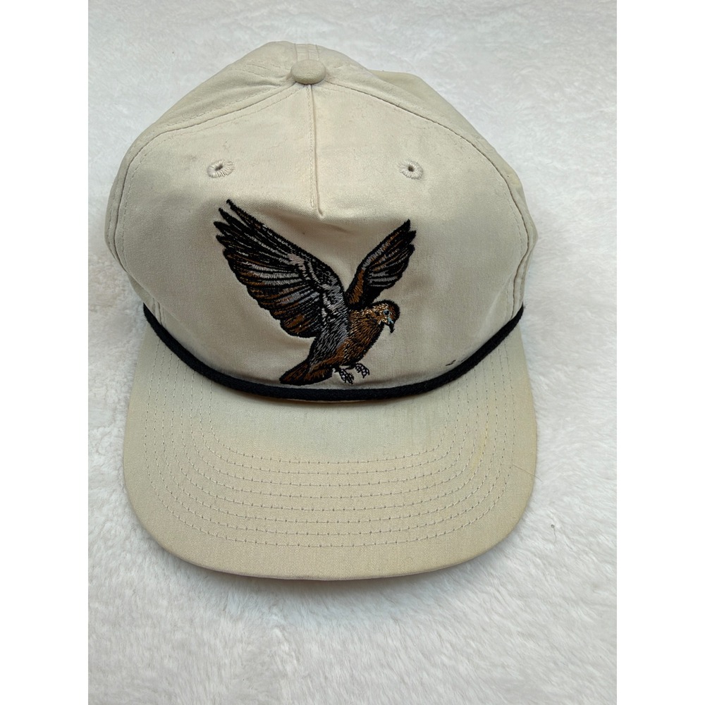 Duck Camp Bird Embroidered Rope Hat Tan Khaki Snapback Outdoor Hunting Cap